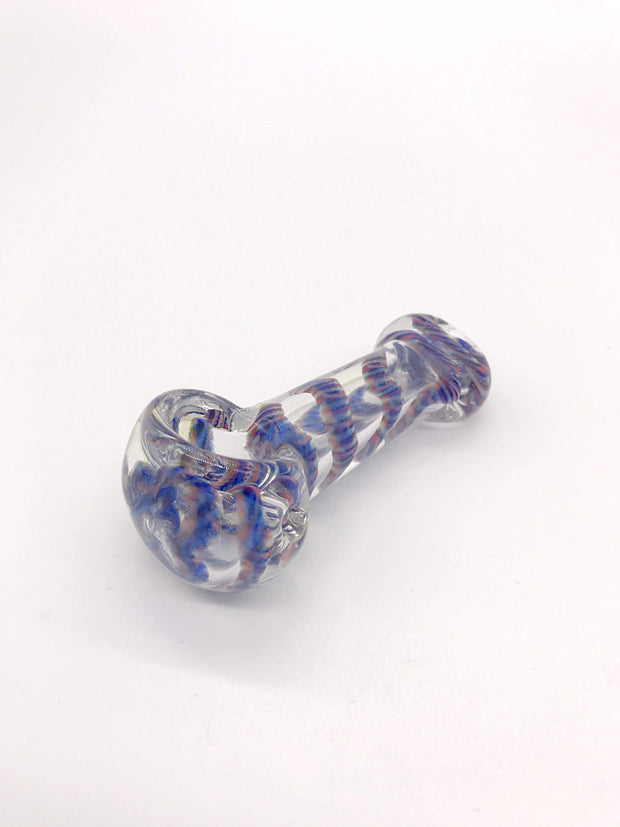 Smoke Station Hand Pipe Blue Wrap Clear Spoon with Ribbon Hand Pipe