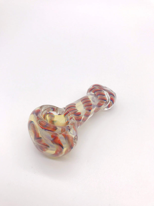 Smoke Station Hand Pipe Fumed Red Clear Spoon with Ribbon Hand Pipe
