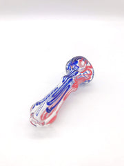 Smoke Station Hand Pipe Clear Spoon with Stripes Hand Pipe