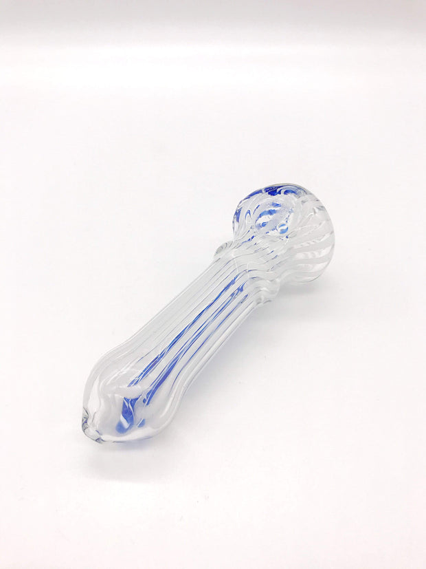 Smoke Station Hand Pipe Clear Spoon with Stripes Hand Pipe