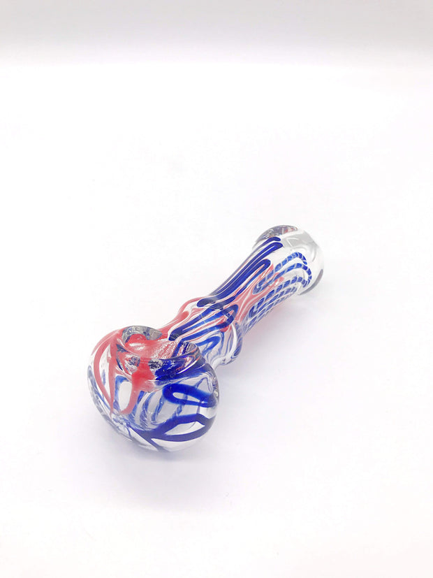Smoke Station Hand Pipe Blue Clear Spoon with Stripes Hand Pipe