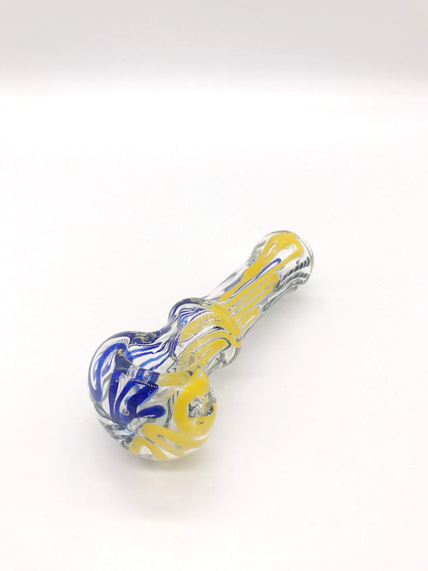 Smoke Station Hand Pipe Yellow Clear Spoon with Stripes Hand Pipe