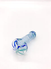 Smoke Station Hand Pipe Blue-Teal Clear Spoons with Frit Work