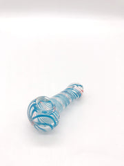 Smoke Station Hand Pipe Orange-Teal Clear Spoons with Frit Work