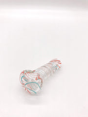 Smoke Station Hand Pipe Red-Teal Clear Spoons with Frit Work