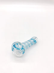 Smoke Station Hand Pipe Teal-White Clear Spoons with Frit Work