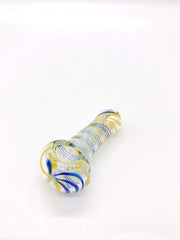 Smoke Station Hand Pipe Yellow-Blue Clear Spoons with Frit Work