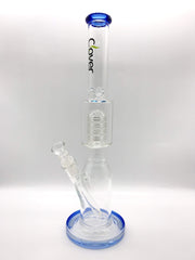 Smoke Station Water Pipe Blue Clover Glass 18” Tall Percolated Beaker