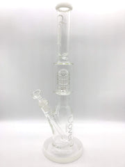 Smoke Station Water Pipe Clear Clover Glass 18” Tall Percolated Beaker