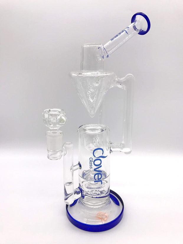 Smoke Station Water Pipe Blue Clover Glass American Waterfall Rig