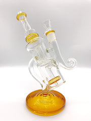 Smoke Station Water Pipe Amber Clover Glass Dual-Perc Steampunk Microscope Water Pipe