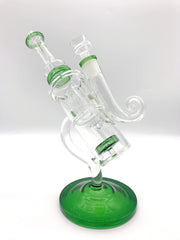Smoke Station Water Pipe Emerald Clover Glass Dual-Perc Steampunk Microscope Water Pipe