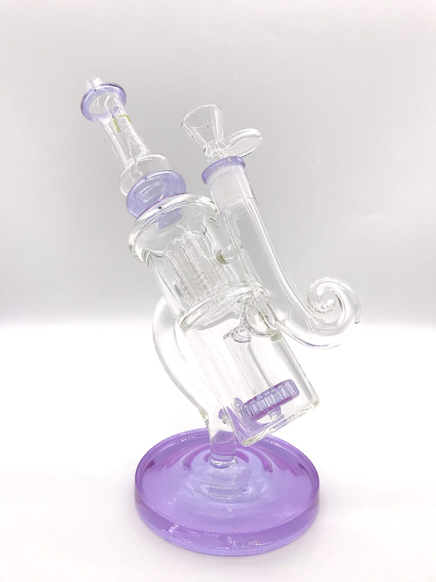 Smoke Station Water Pipe Violet Clover Glass Dual-Perc Steampunk Microscope Water Pipe
