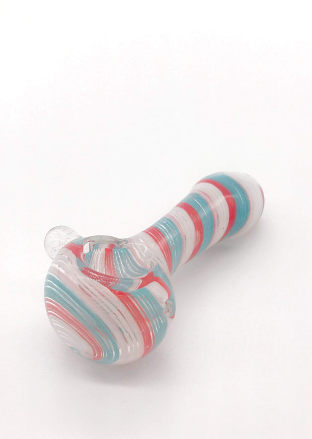 Smoke Station Hand Pipe Red-White-Teal Barber Shop Spoon Hand Pipe
