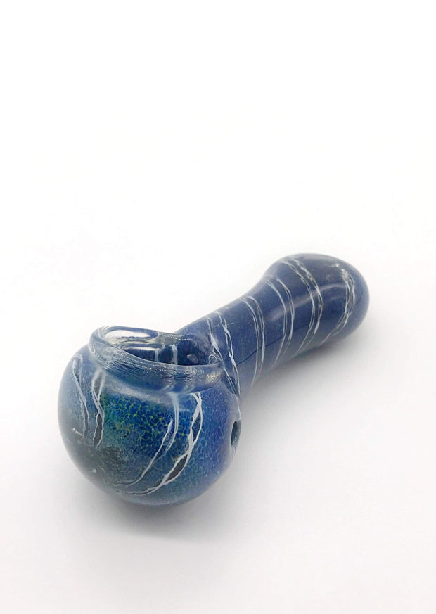 Smoke Station Hand Pipe Black-Blue Thick Solid Color Spoon with Rope Frit Hand Pipe