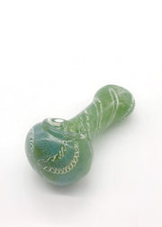 Smoke Station Hand Pipe Green Thick Solid Color Spoon with Rope Frit Hand Pipe