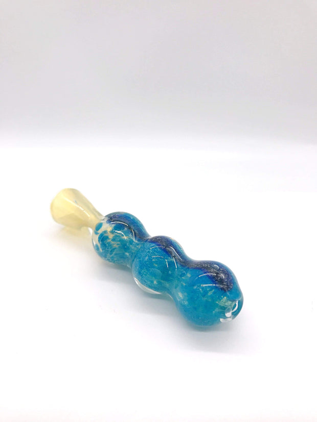 Smoke Station Hand Pipe Blue Dichro stripped fumed speckled chillum