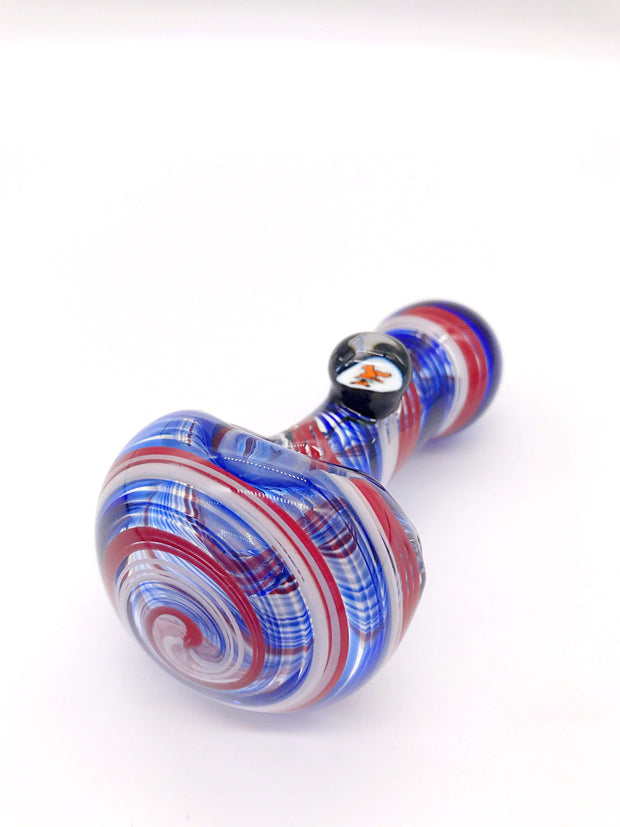 Smoke Station Hand Pipe Red White Blue Dope Freak Shatter-Resistant German Borosilicate Spoon Hand Pipe