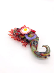 Smoke Station Hand Pipe Red-Green Dope Freak Super Detailed Seahorse German Boro Hand Pipe