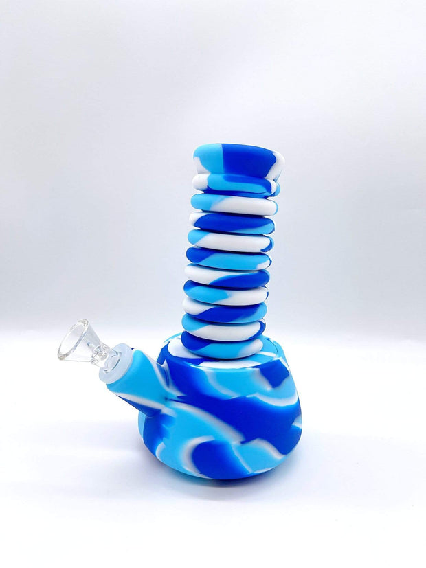 Smoke Station Water Pipe Light Blue Extendable Silicone Beaker Water Pipe