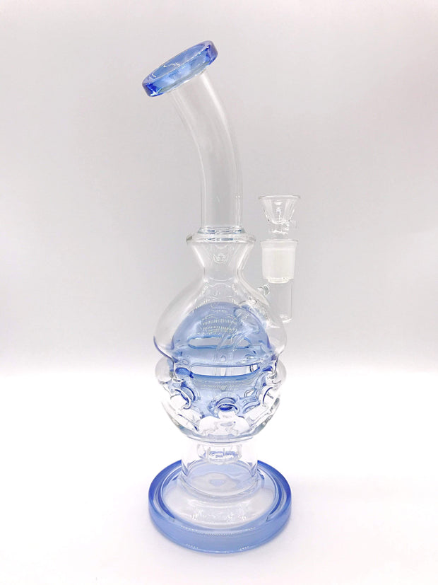 Smoke Station Water Pipe Baby-Blue Faberge egg rig with a showerhead perc