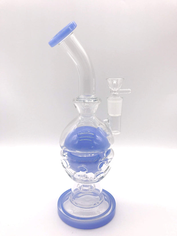 Smoke Station Water Pipe Blue Faberge egg rig with a showerhead perc