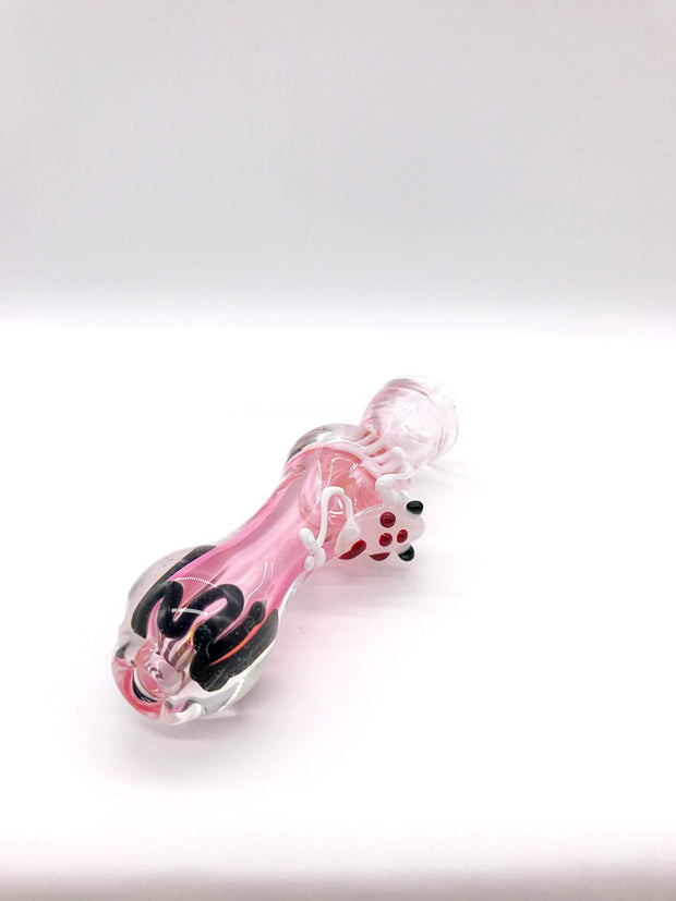 Smoke Station Hand Pipe Pink Frog Chillum With Line Work