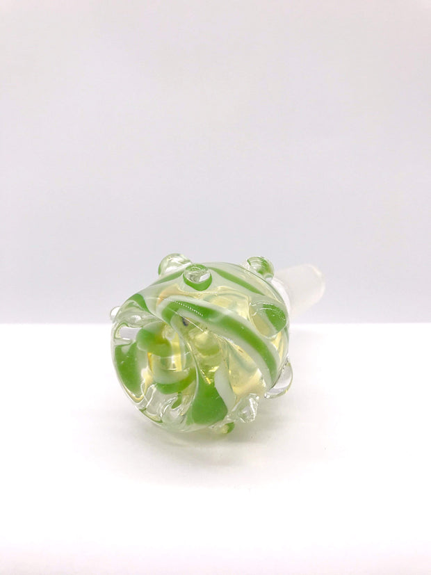 Smoke Station Waterpipe Bowl Green Ribbon Fumed Alien Egg Waterpipe Bowl - 14mm