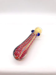 Smoke Station Hand Pipe Fumed chillum with dichro strip and color ribbons