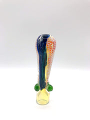 Smoke Station Hand Pipe 4 Fumed chillum with dichro strip and color ribbons