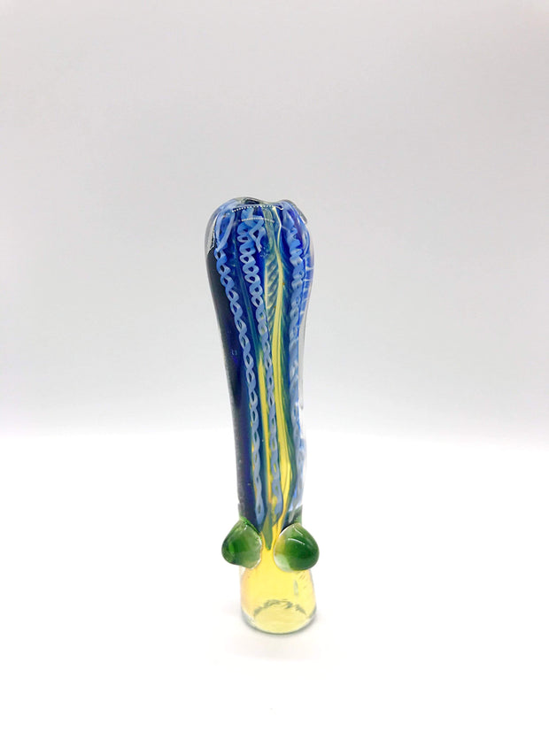 Smoke Station Hand Pipe 5 Fumed chillum with dichro strip and color ribbons