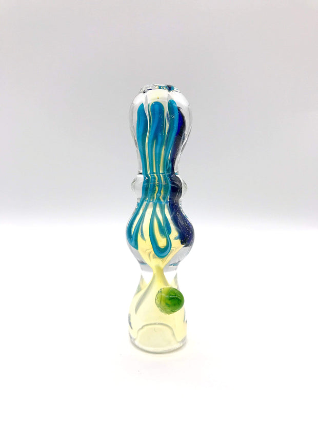 Smoke Station Hand Pipe Fumed Chillum With Lines And Dichro