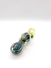 Smoke Station Hand Pipe Black Fumed Chillum With Lines And Dichro