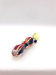 Smoke Station Hand Pipe Red Fumed Chillum With Lines And Dichro