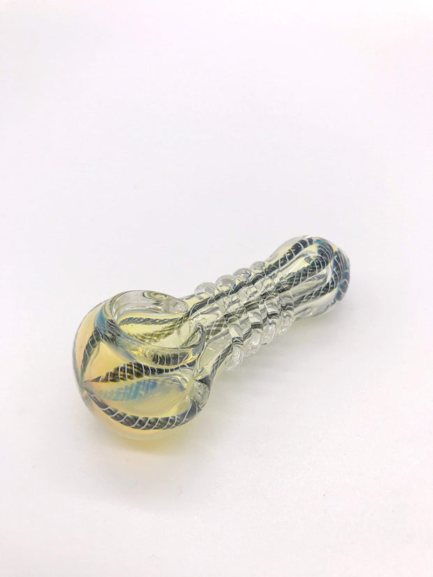 Smoke Station Hand Pipe Black-Swirl Fumed Spoon with Ribbon Hand Pipe