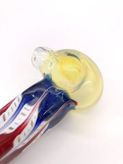 Smoke Station Hand Pipe Red-White-Blue Funky Fumed Spoon with Multicolored Rake and Square Mouthpiece Hand Pipe