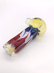 Smoke Station Hand Pipe Red-White-Blue Funky Fumed Spoon with Multicolored Rake and Square Mouthpiece Hand Pipe