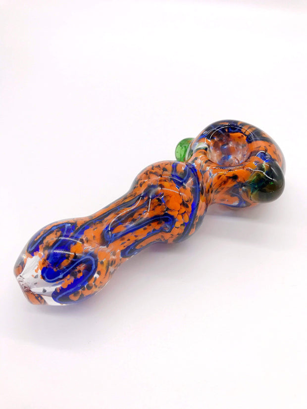 Smoke Station Hand Pipe Funky Thick Spoon with Blue Ribbon and Alien Head Bowl