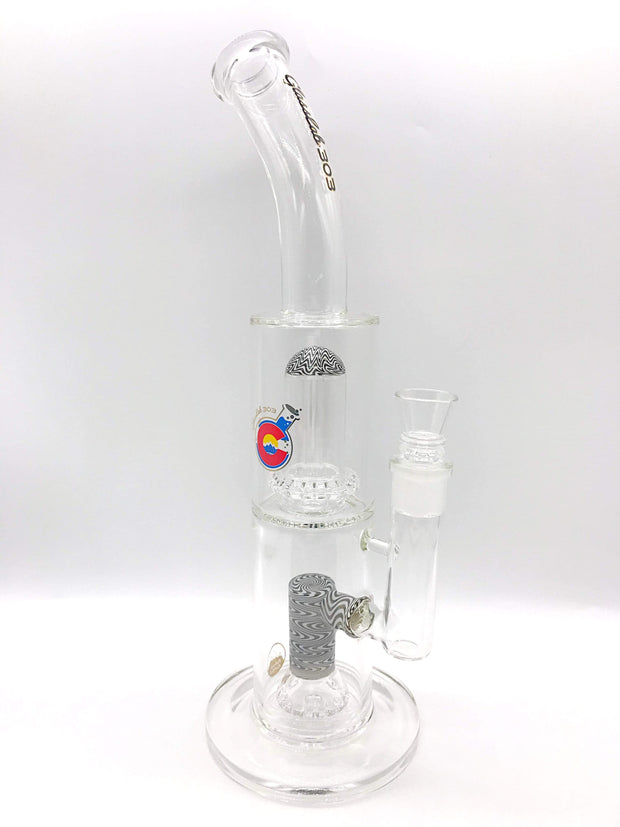 Smoke Station Water Pipe Black-White Glass Lab 303 Elite Series DOUBLE WIG WAG DUAL PERC WATER PIPE