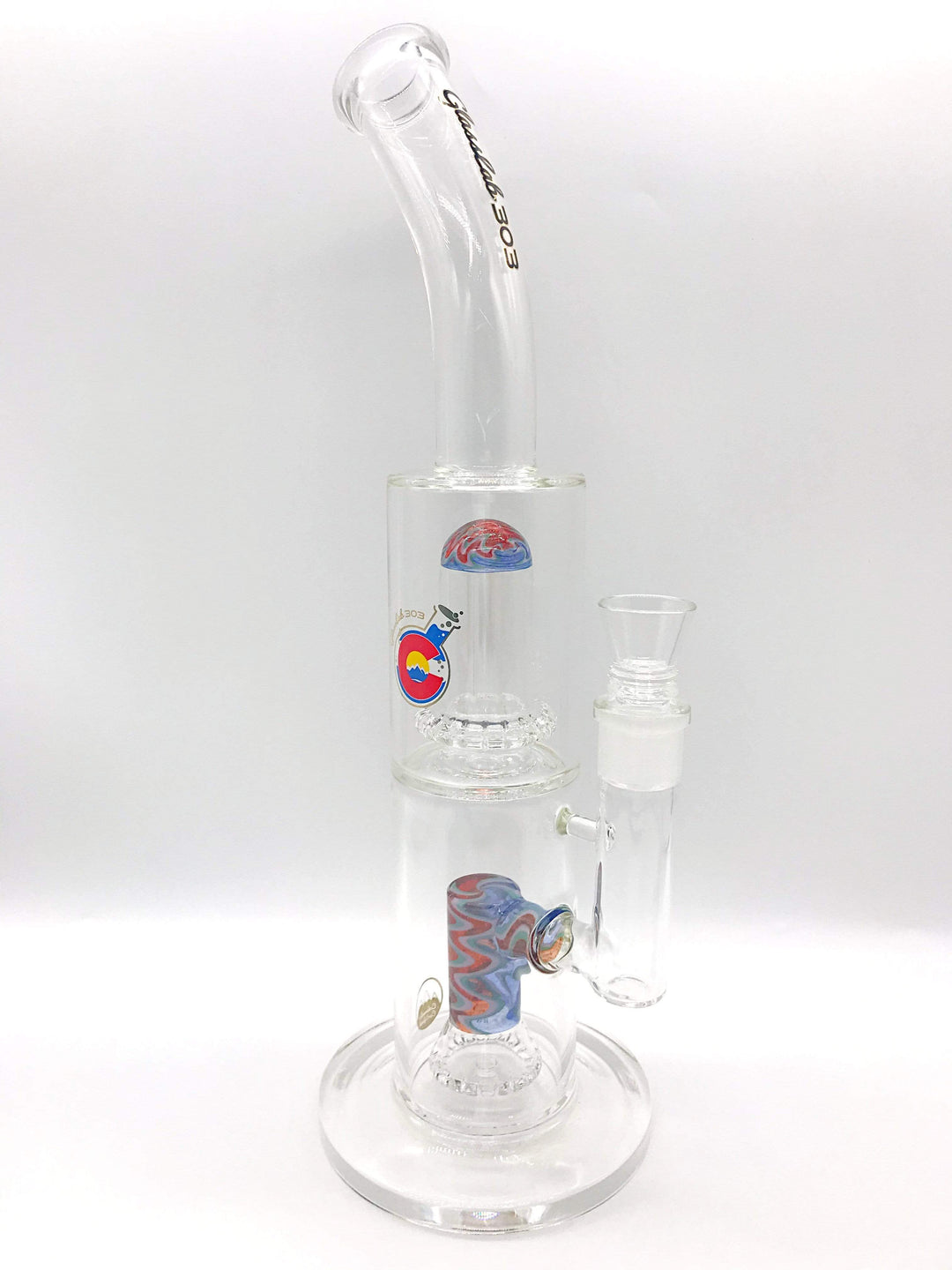 Glass Lab 303 Elite Series DOUBLE WIG WAG DUAL PERC WATER PIPE  Smoke  Station