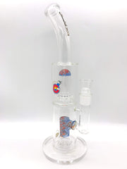 Smoke Station Water Pipe Blue-Red Glass Lab 303 Elite Series DOUBLE WIG WAG DUAL PERC WATER PIPE