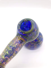 Smoke Station Hand Pipe Blue-Gold Gold Fumed Bubbler