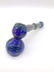 Smoke Station Hand Pipe Blue-Gold Gold Fumed Bubbler