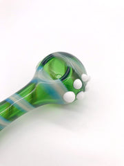 Smoke Station Hand Pipe Green Green Spoon with Creamy Stripe Hand Pipe