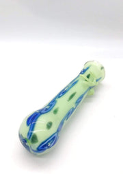 Smoke Station Hand Pipe Green Green with Blue ribbon chillum one hitter hand pipe