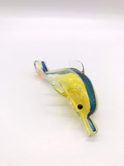 Smoke Station Hand Pipe Yellow Hand-Blown American Borosilicate Dolphin Hand Pipe