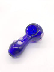 Smoke Station Hand Pipe Hand-Blown American Borosilicate Spoon with Detailed Linework Hand Pipe