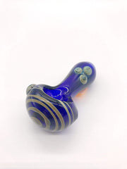 Smoke Station Hand Pipe Green-Bubbles Hand-Blown American Borosilicate Spoon with Detailed Linework Hand Pipe