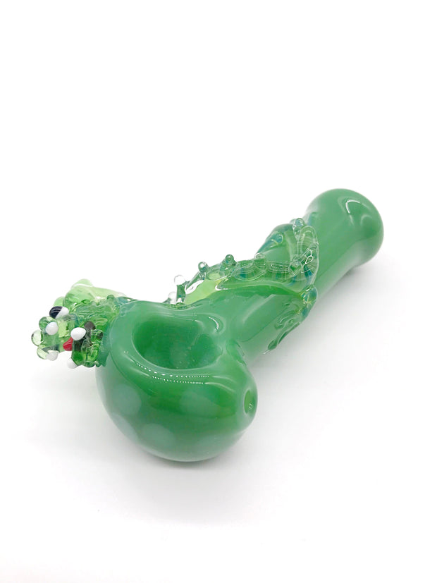 Smoke Station Hand Pipe Green Hand-Blown American Dragon Spoon Hand Pipe