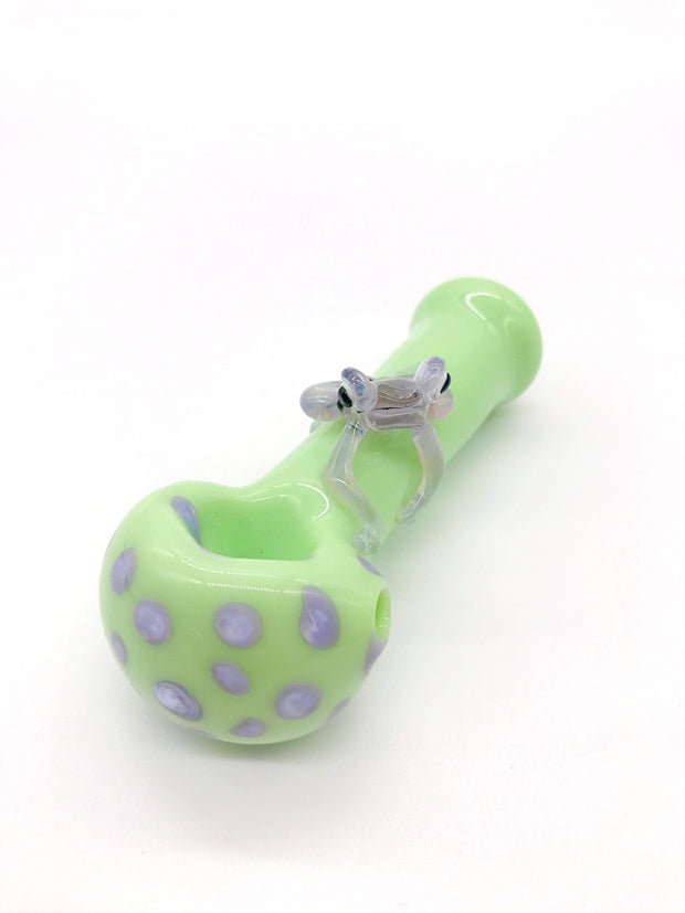 Smoke Station Hand Pipe Lime Hand-Blown American Froggie Spoon Hand Pipe